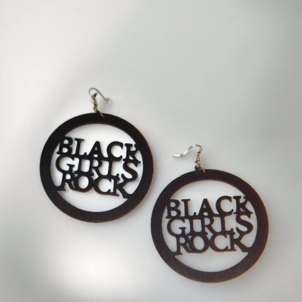 Black Girls Rock * Wood Dangle Earrings