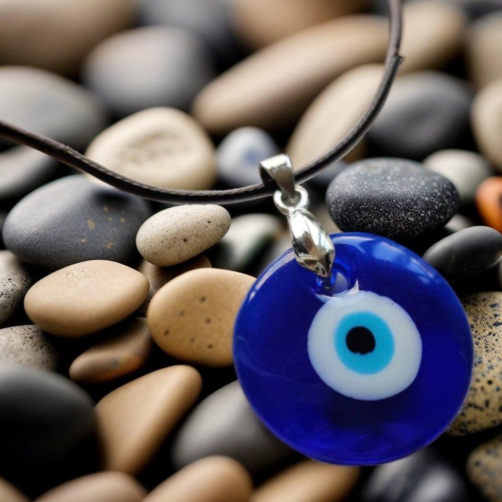 Evil Eye Necklace with Waxed Cord