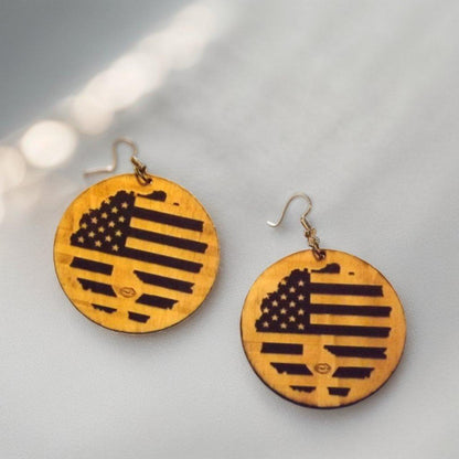 Merica * Wood Dangle Earrings