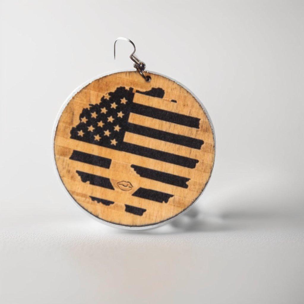 Merica * Wood Dangle Earrings