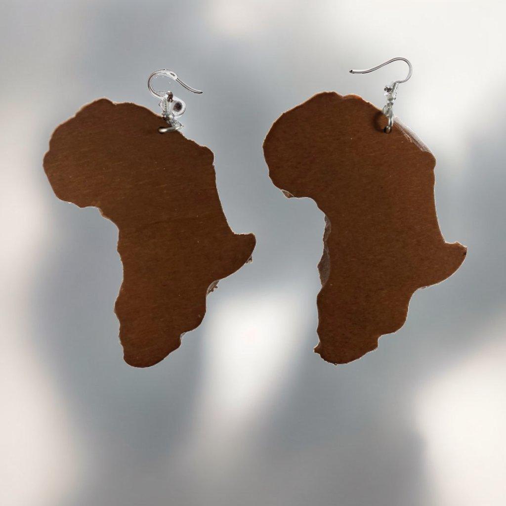 Africa Shape * Wood Dangle Earrings