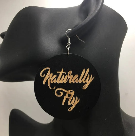 Naturally Fly * Wood Dangle Earrings