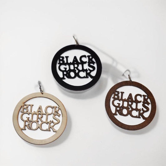 Black Girls Rock * Wood Dangle Earrings